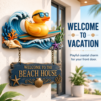 Surfin' Duck 3D Welcome Sign | Funny Beach House & Pool Decor 🏄‍♂️🦆