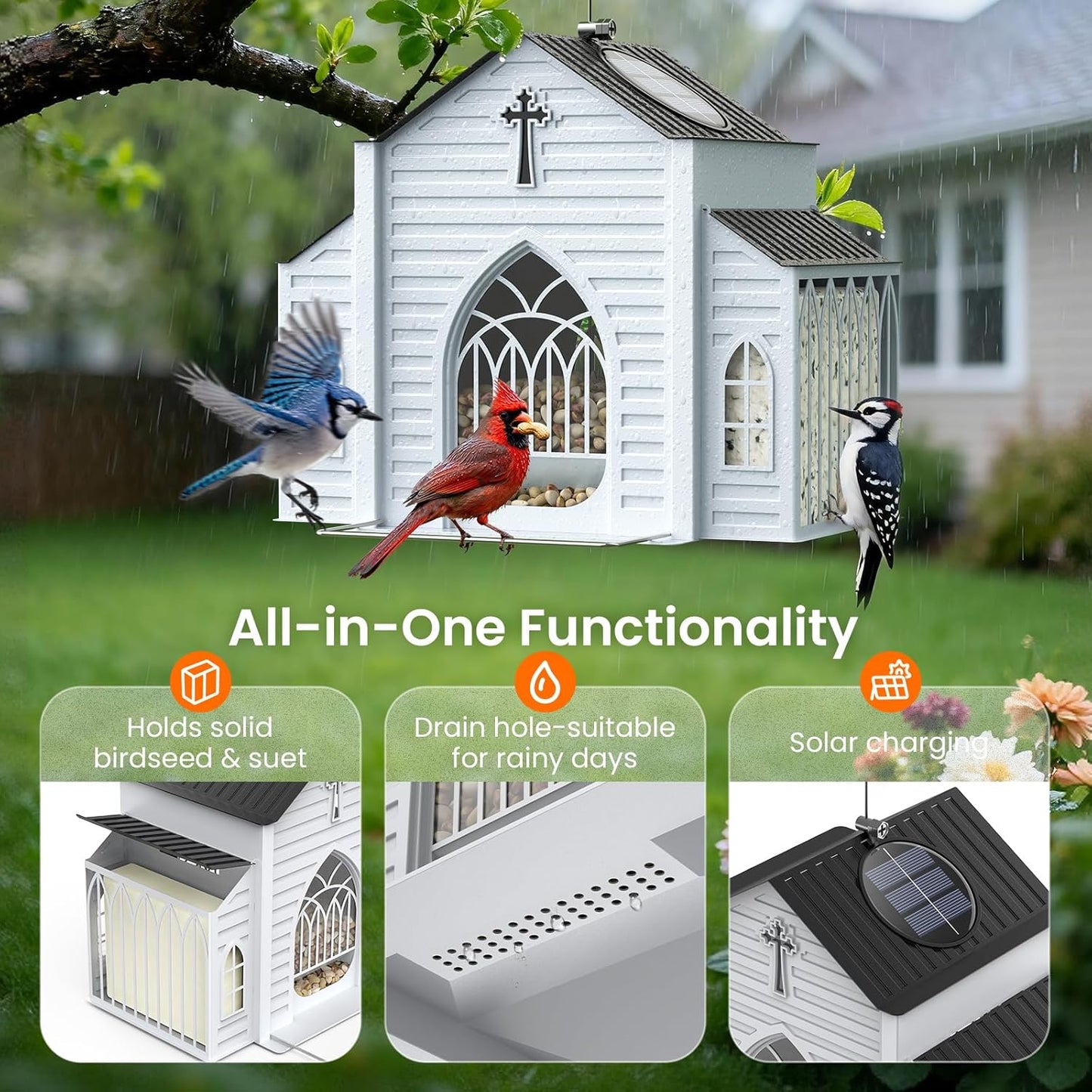 ✝️Last Day 49% OFF-🔥Church-Shaped Metal Solar Bird Feeder🎁Buy 2 Free Shipping