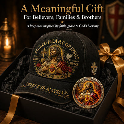 ✝️Sacred Heart Of Jesus Faith Cap🎁 Free Double-Sided Honor Coin With Every Cap Purchase