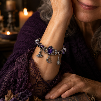 🔮 Witch’s Crystal Moon Charm Bracelet🔥🔥