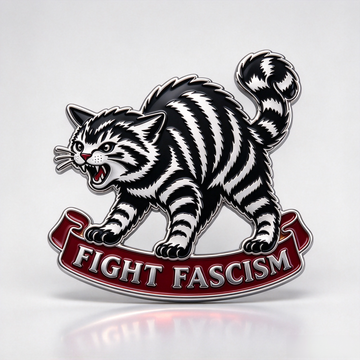Fight Fascism Cat Car Emblem – Premium Enamel Badge for Car, Truck &Jeep