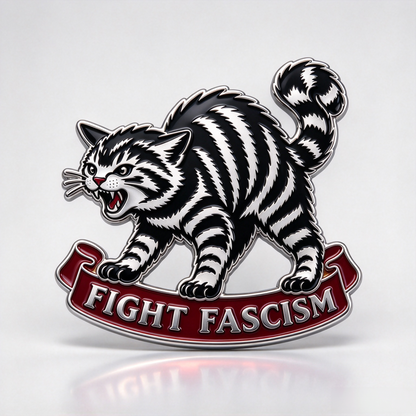 Fight Fascism Cat Car Emblem – Premium Enamel Badge for Car, Truck &Jeep