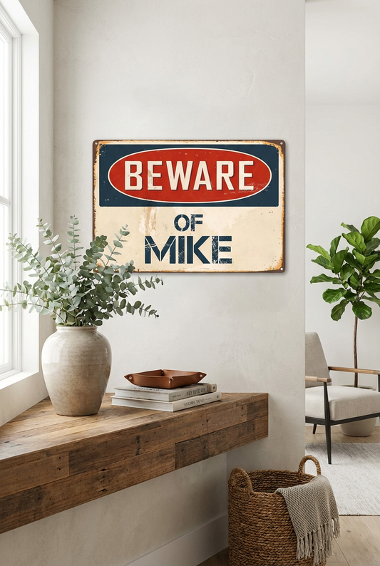 Stickerpirate Caution: Mike 8" X 12" Classic Metal Retro Metal Sign VS708