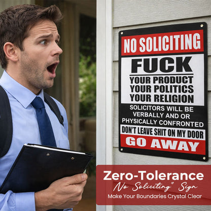 Zero-Tolerance "No Soliciting" Sign 🛑 — Make Your Boundaries Crystal Clear