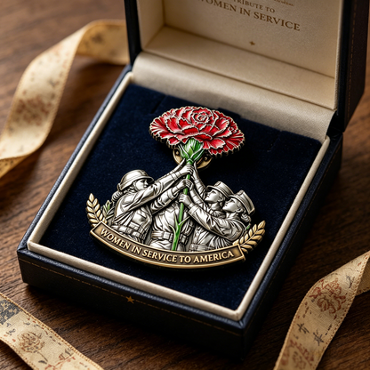 Women in Service Tribute Pin – Carnation Bouquet Military Memorial Brooch