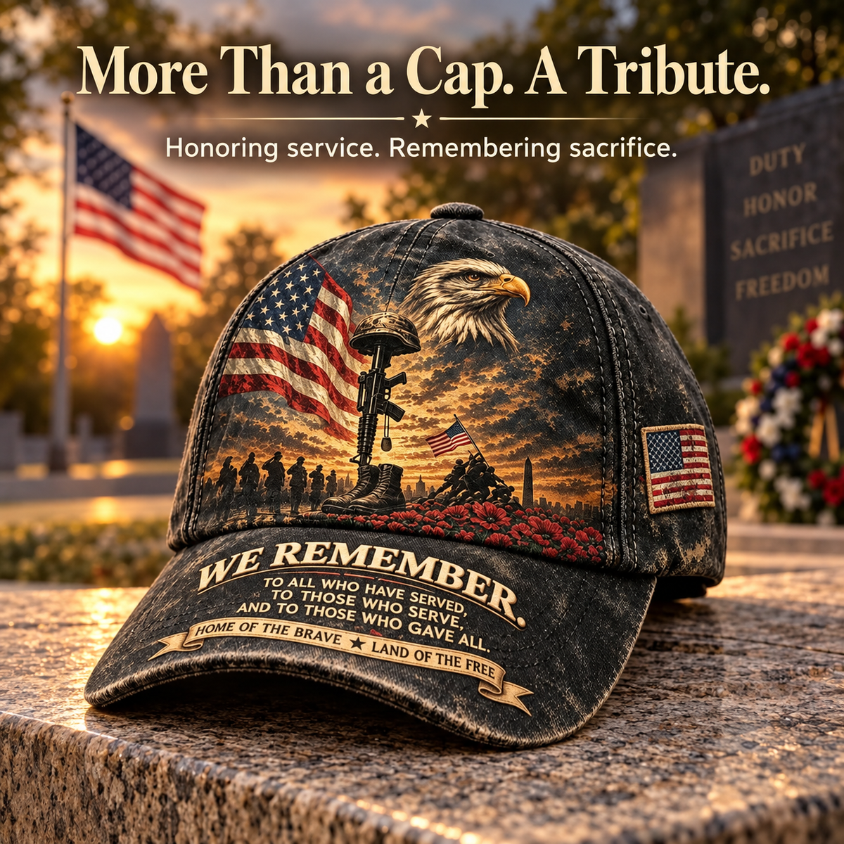 🇺🇸 "We Remember" Vintage Patriotic Baseball Cap | Honor Our Heroes 🦅