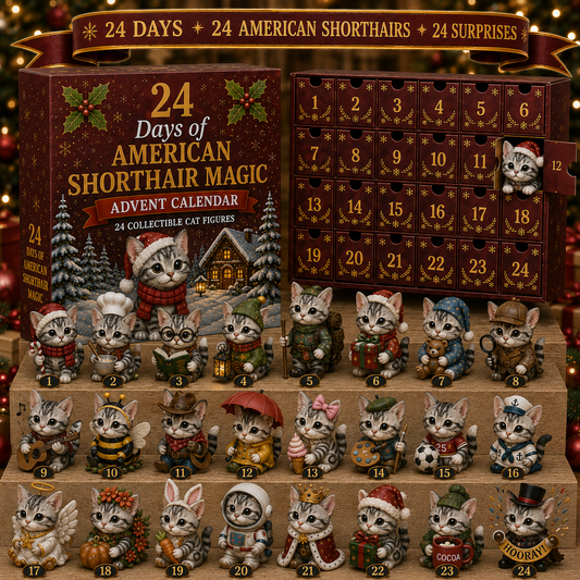 🐱 24 Days of American Shorthair Magic Advent Calendar – 24 Collectible Christmas Cat Surprises