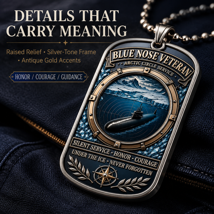 Blue Nose Veteran Dog Tag Necklace – Arctic Circle Service Submarine Tribute Pendant, Silent Service Military Keepsake Gift