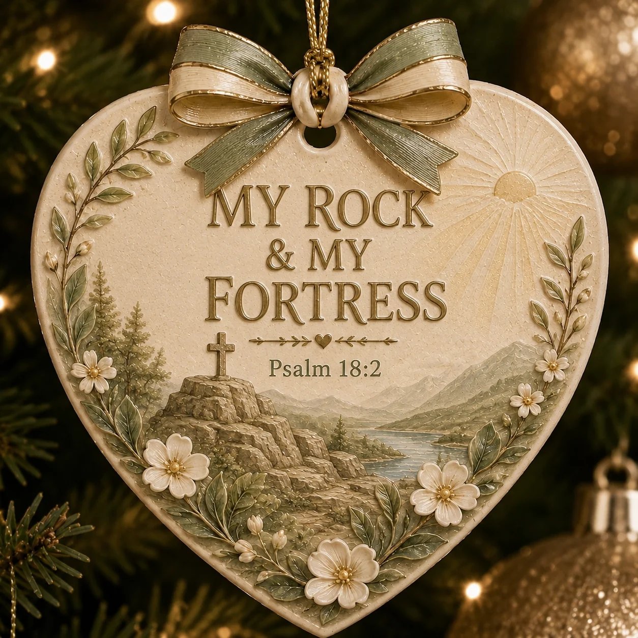 (🎁Last Day 49% OFF)✝️🎄Christian Scripture Christmas Ornament – Faith-Filled Ceramic Heart Keepsake