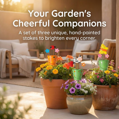 🔥Last Day 49% OFF-Set of 3 Metal Flower Pot Garden Stakes