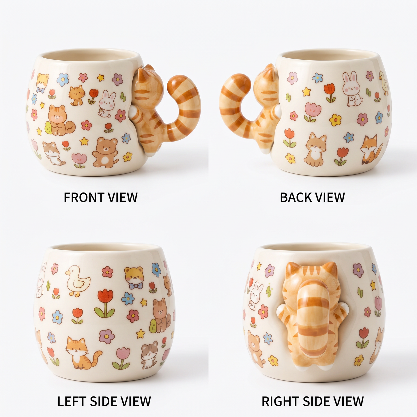 The "Hang In There" 3D Tabby Cat Mug 🐱☕ | Cute Animal Friends Ceramic Cup