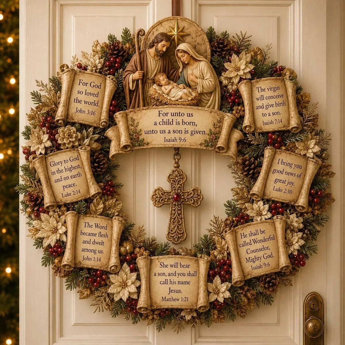 Christian Scripture Wreath Wall Hanging