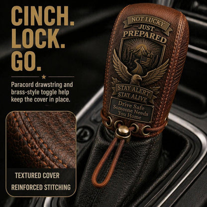 🦅 The "Come Home Safe"Leather Gear Shift Cover