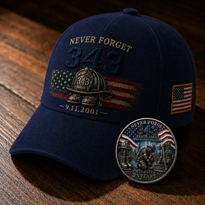 🧢Never Forget 343 Memorial Cap 🎁 Buy the Cap Get the Matching Tribute Coin FREE