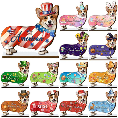 🐾 Interchangeable Seasonal Animal Wooden Decor Set