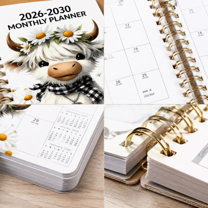 🐮 2026–2030 Highland Cow Monthly Planner 📚
