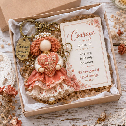 🔥Last Day 50% OFF -Faith Guardian Keychain Scripture Gift Set Collection | Layered Fabric Charm, Inspirational Scripture Card & Ready-to-Gift Box Included 💕
