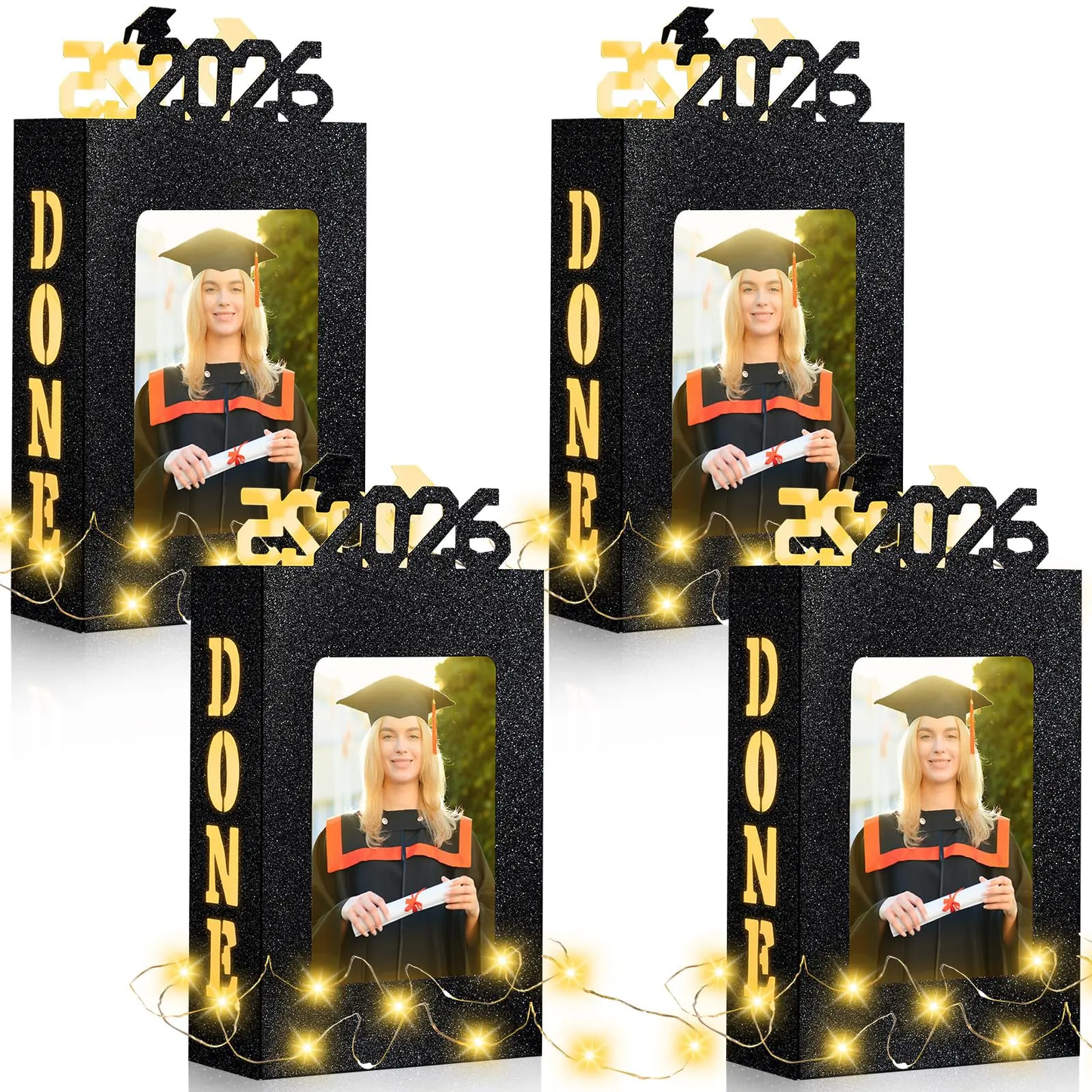 4/8Pcs Graduation Centerpieces for Class of 2026 Fit 4x6in Photo | Fillable Picture Box