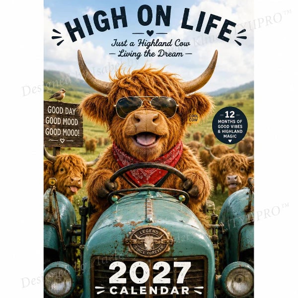 🔥LAST DAY 50% OFF - 🐮2027 Funny Highland Cow Wall Calendar | A4 Hanging Calendar | Designed by Isabel Kline