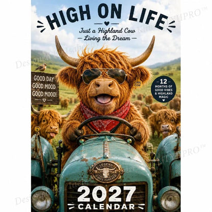 🔥LAST DAY 50% OFF - 🐮2027 Funny Highland Cow Wall Calendar | A4 Hanging Calendar | Designed by Isabel Kline