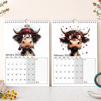 2027 Cute Highland Cow Wall Calendar 🐮 | Life Is Better With A Highland Cow ✨
