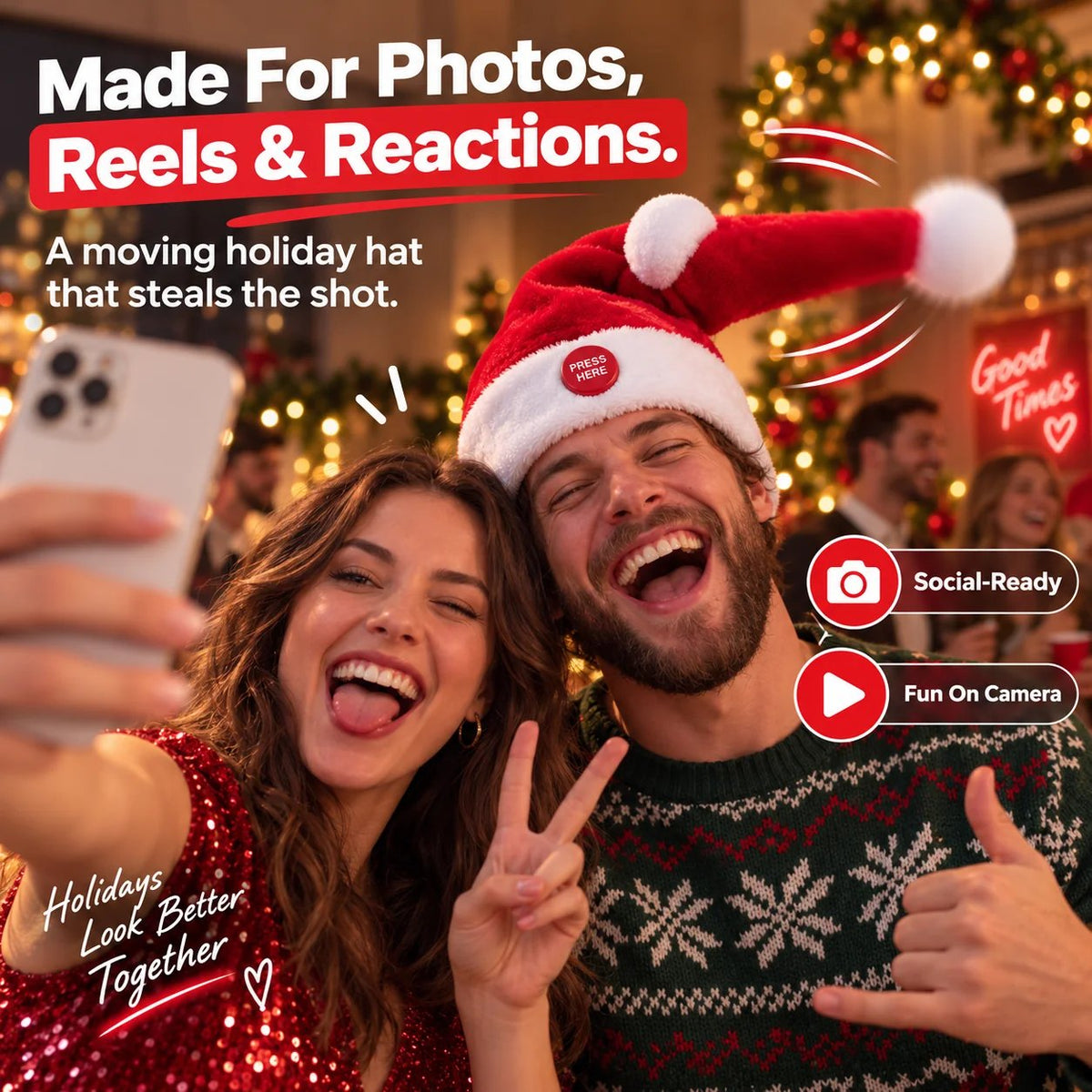 🎅 🤣 Singing & Dancing Santa Hat — Animated Christmas Party Hat(📦Buy 3 Free Shipping)