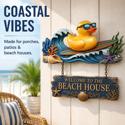 Surfin' Duck 3D Welcome Sign | Funny Beach House & Pool Decor 🏄‍♂️🦆