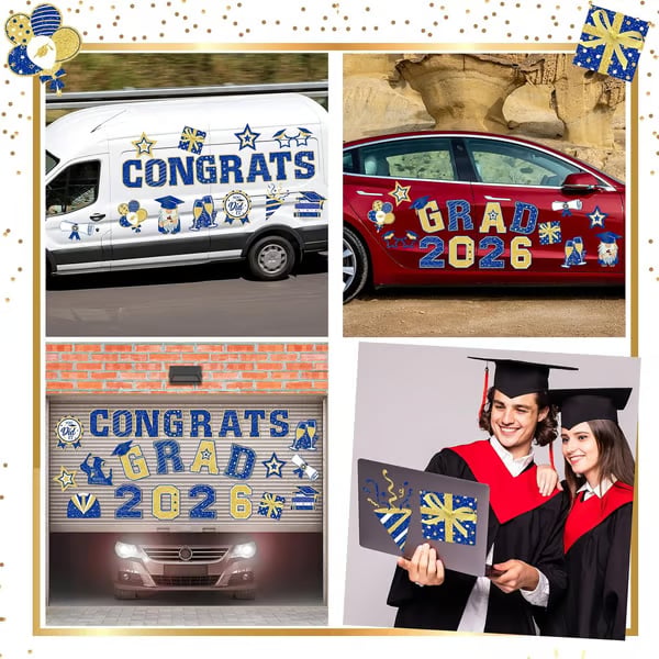 🎓 2026 Grad Car Magnets 🧲 – 30-Piece Set for Celebration Decor (Cars, Fridges & More)