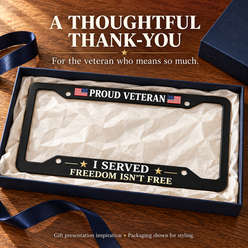 Veteran Metal License Plate Frame | Built for Those Who Served — And Those Who Never Forgot.