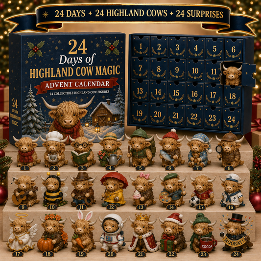 🐮 24 Days of Highland Cow Magic Advent Calendar – 24 Collectible Christmas Cow Surprises