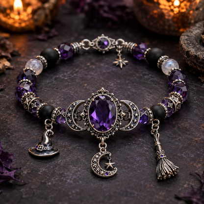 🔮 Witch’s Crystal Moon Charm Bracelet🔥🔥