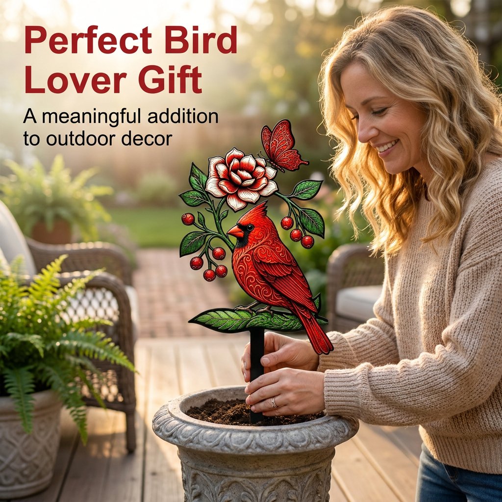 🐦Cardinal Art Garden Stake💥