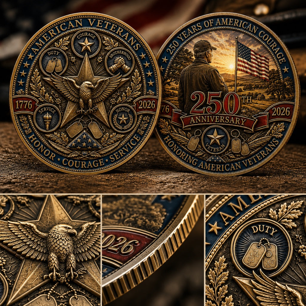 🇺🇸 Limited Edition 250th Anniversary Commemorative Veteran Coin (1776-2026) | The Ultimate Keepsake & Challenge Coin 🦅