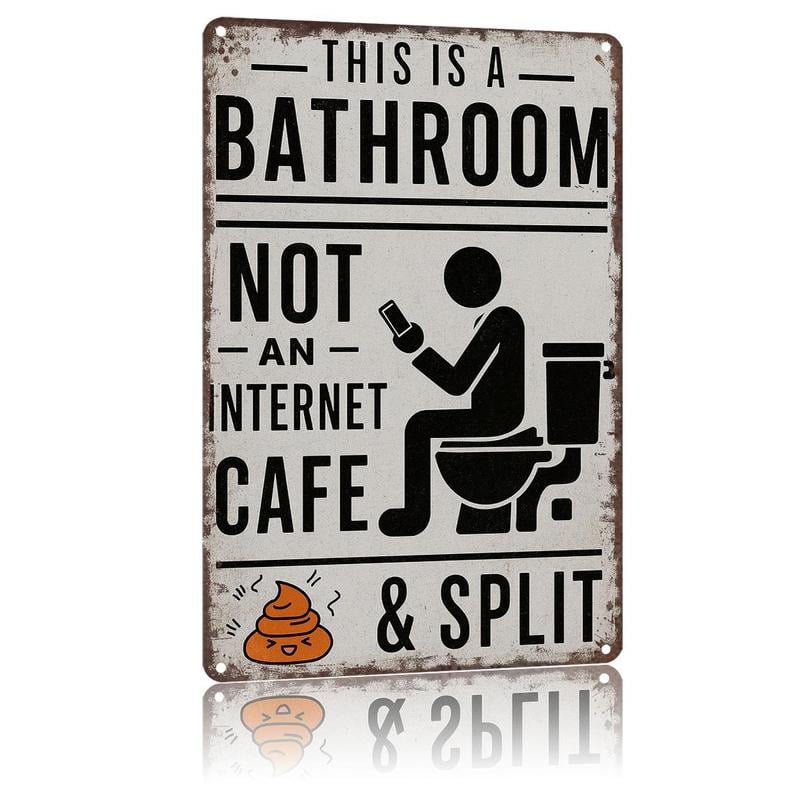 ✨HOT SALE 49% OFF📱🚫Humorous Bathroom Wooden Wall Sign🚽💩