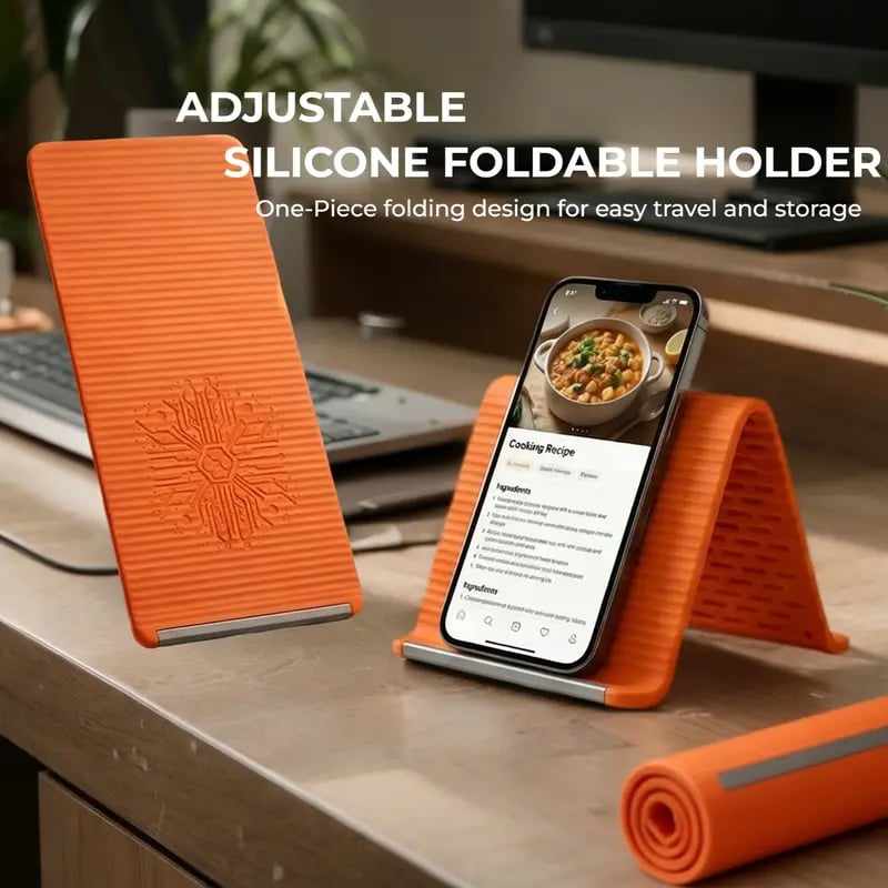 Flexible Silicone Aluminum Phone Stand, Bendable Rollable Foldable Design