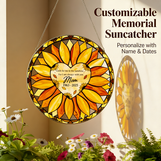 Personalized Sunflower Suncatcher – Custom Mom Memorial Window Hanging 🌞