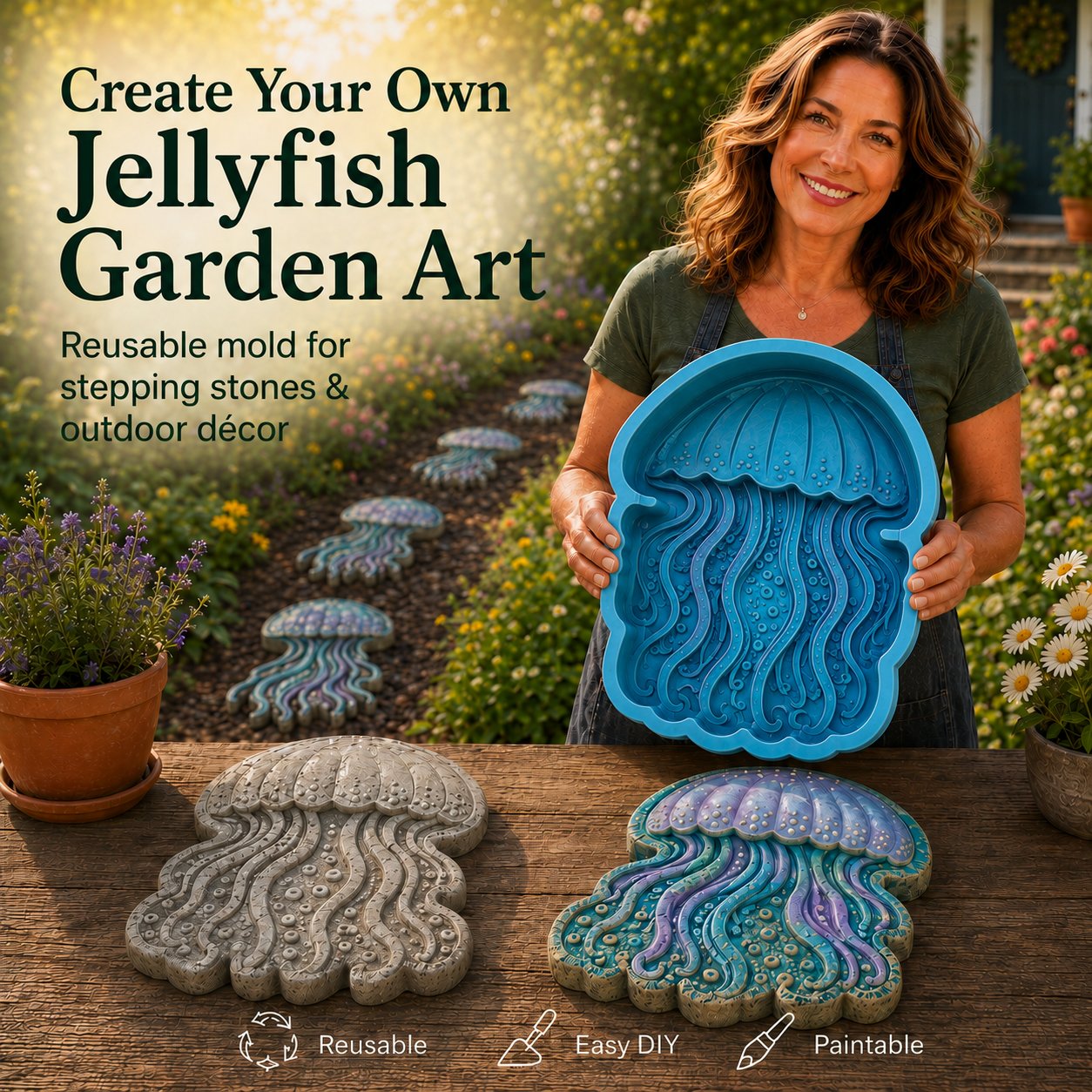 💥 LAST DAY 50% OFF - 🌊 Reusable Ocean Theme Garden Art Mold – Make Your Garden Truly One of a Kind