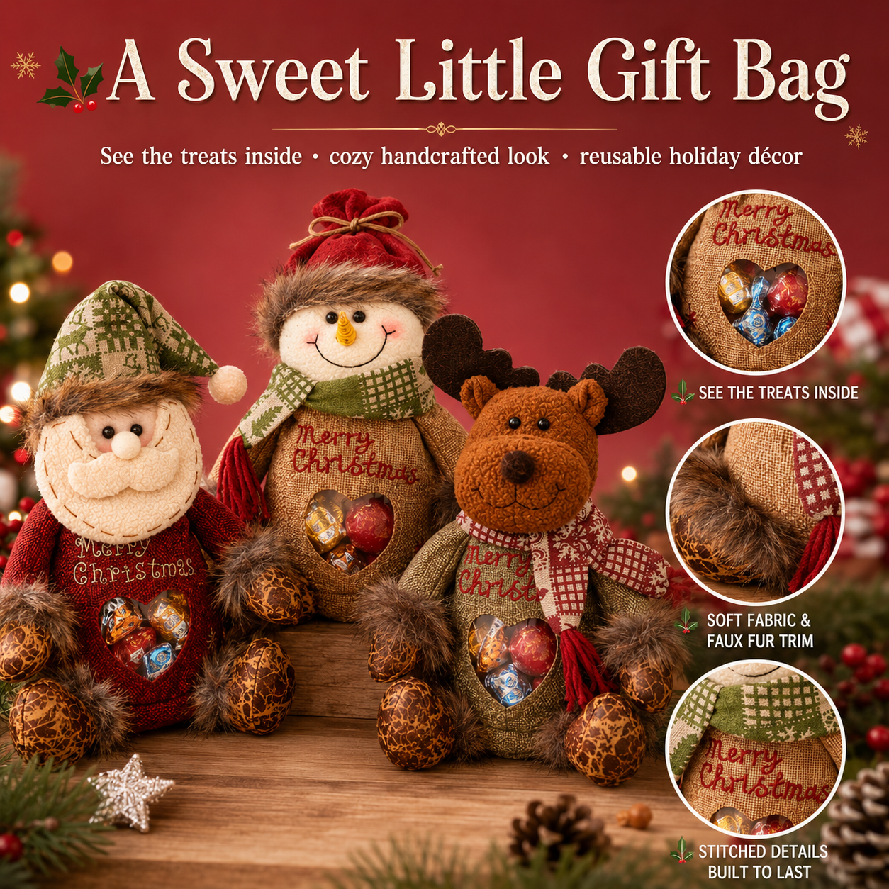 🎄Last Day 50% OFF🎁Christmas Gift Bags Zipper Design