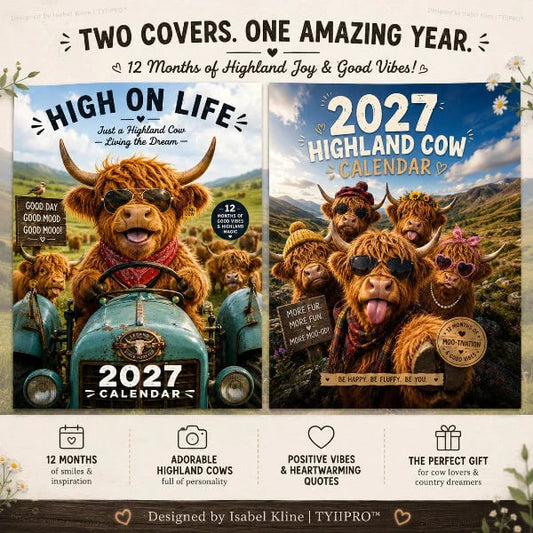 🔥LAST DAY 50% OFF - 🐮2027 Funny Highland Cow Wall Calendar | A4 Hanging Calendar | Designed by Isabel Kline