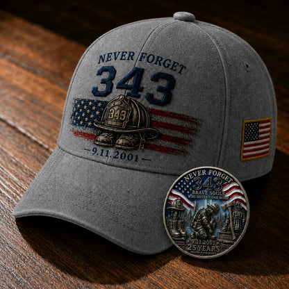 🧢Never Forget 343 Memorial Cap 🎁 Buy the Cap Get the Matching Tribute Coin FREE