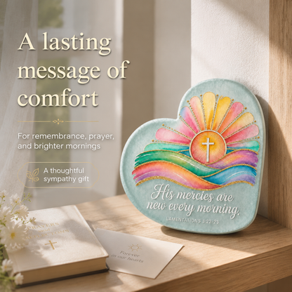 Christian Sea Glass Heart Memorial Keepsake – “His Mercies Are New Every Morning”