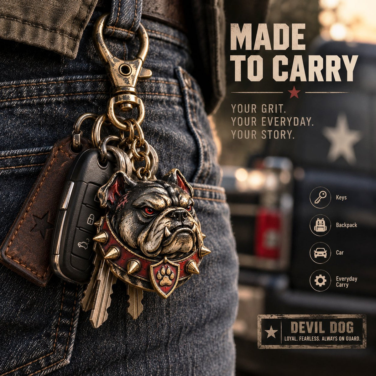🔥LAST DAY 50% OFF - 🐶 Devil Dog Guardian Metal Keepsake Keychain With Card