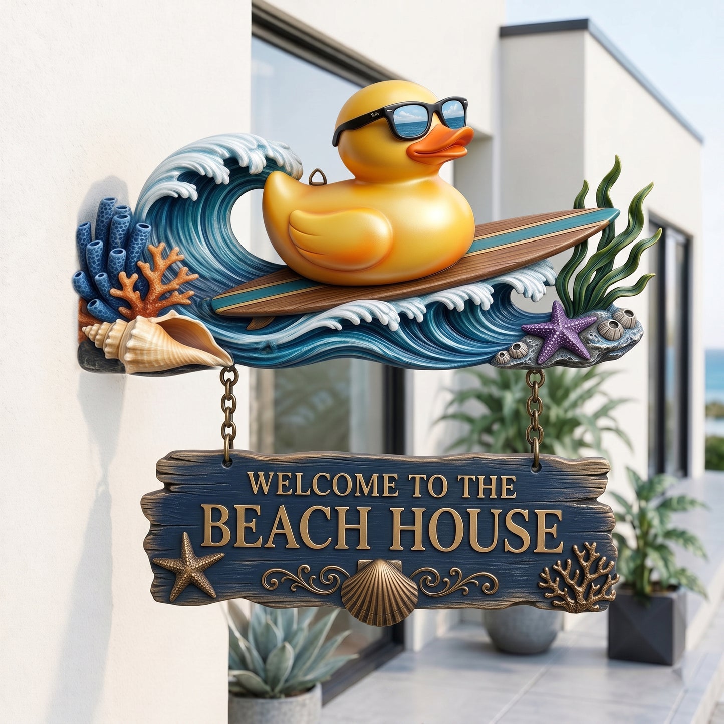 Surfin' Duck 3D Welcome Sign | Funny Beach House & Pool Decor 🏄‍♂️🦆