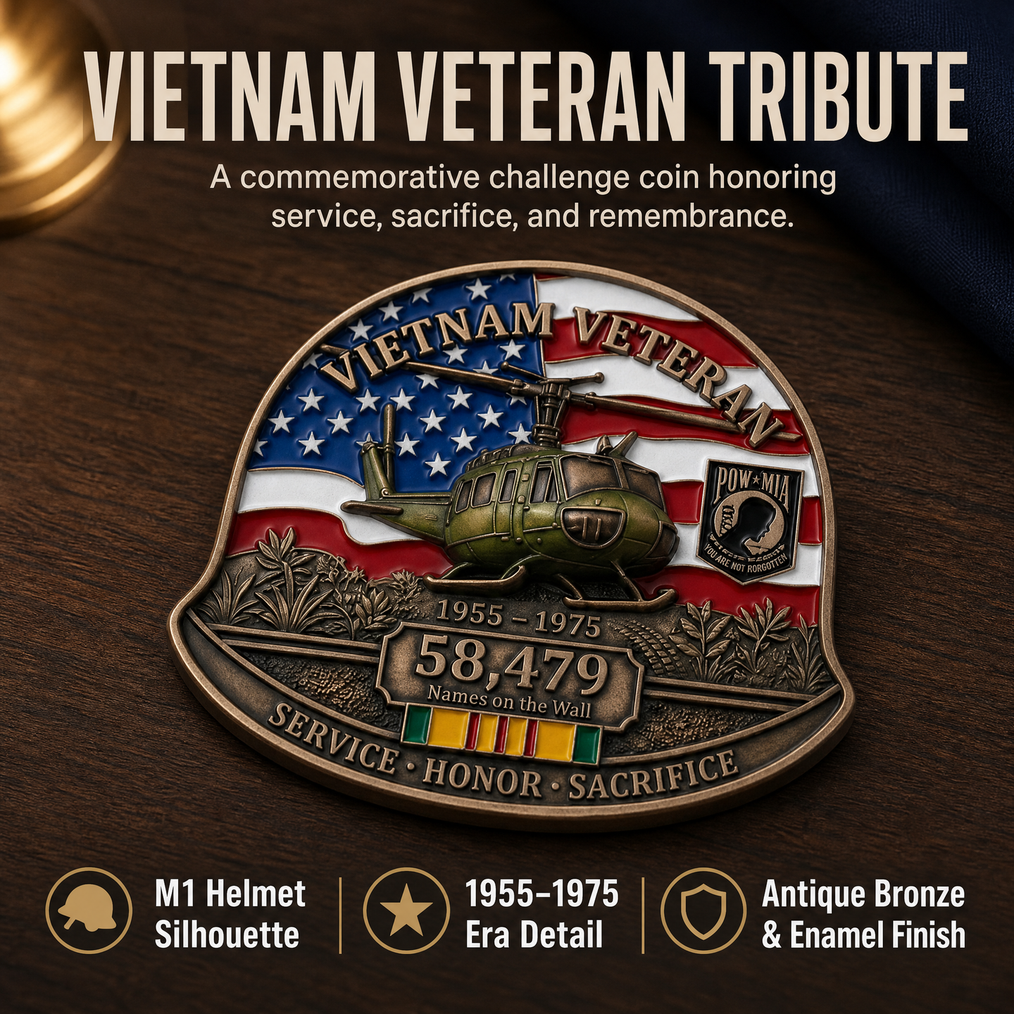 🇺🇸 Last Day Promo: 50% OFF 🎖️ -Vietnam Veteran M1 Helmet Tribute Commemorative Challenge Coin