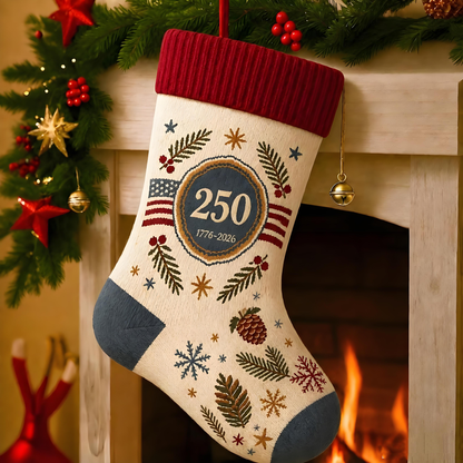 USA 250th Anniversary 1776–2026 Embroidered Christmas Stocking