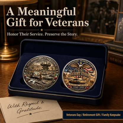 Desert Storm Veteran Commemorative Challenge Coin | 1990-1991 Gulf War Military Tribute Gift