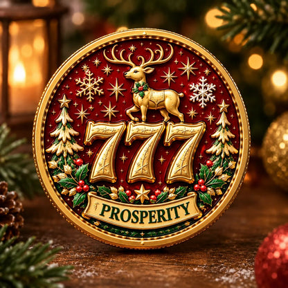 🎄✨ Lucky 777 Christmas Blessing Coin — Holiday Collectible Keepsake 🎁