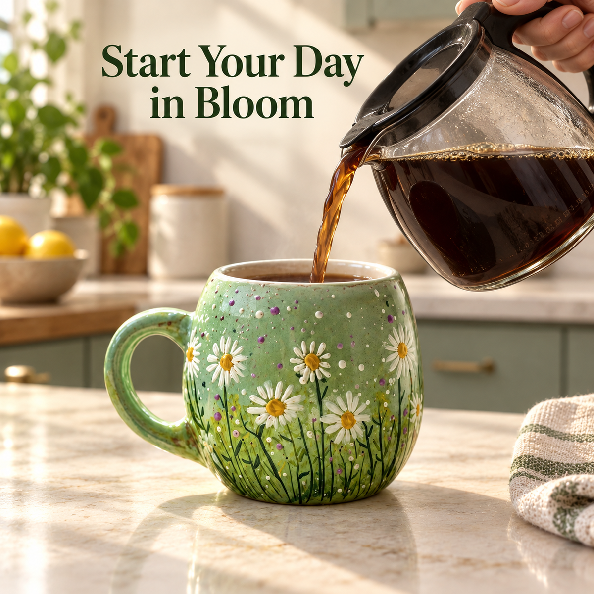 The "Morning Meadow" Daisy Ceramic Mug 🌼☕