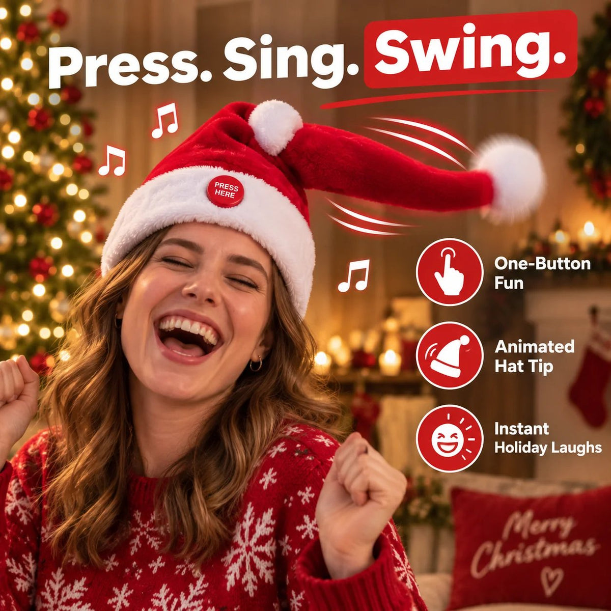 🎅 🤣 Singing & Dancing Santa Hat — Animated Christmas Party Hat(📦Buy 3 Free Shipping)