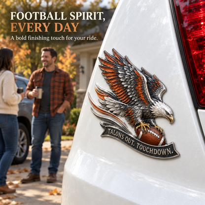 🦅 "Talons Out. Touchdown!" Premium Metal Eagle Car Emblem 5.9“*5.9” | The Ultimate Football Fan Decal